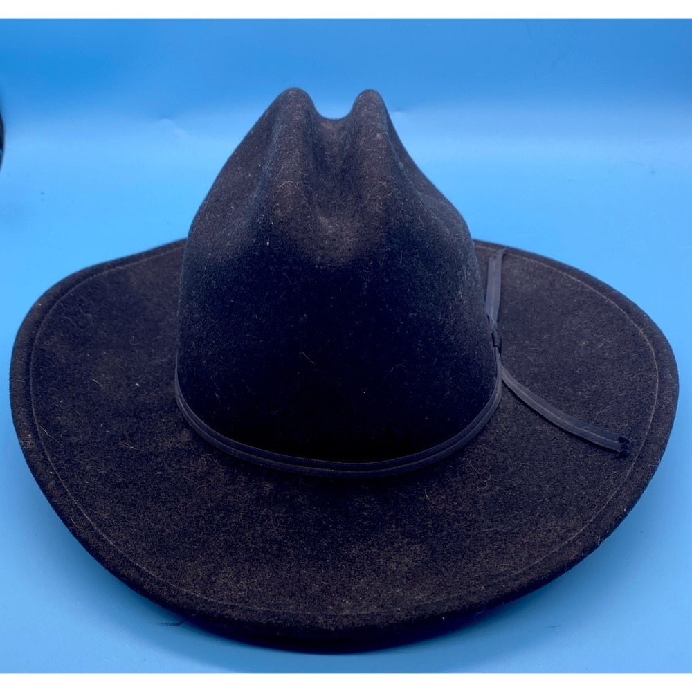 J Hats American Collection Black Wool Felt Cowboy Hat USA M Water Repellent